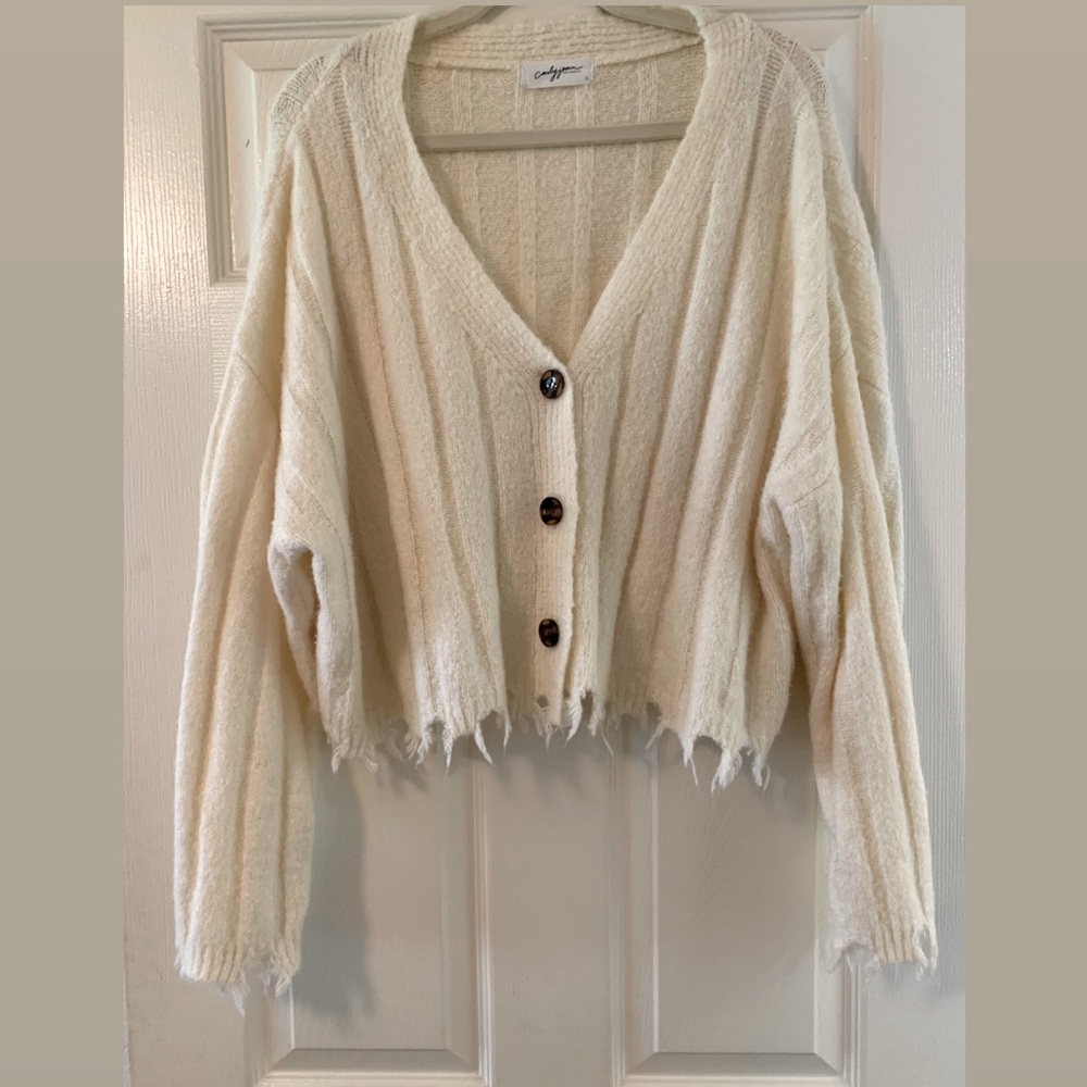 Carly Jean Los Angeles Raw Hem Cardigan